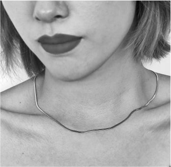 CATANIA: Snake Skin Textured Silver Chain Necklace