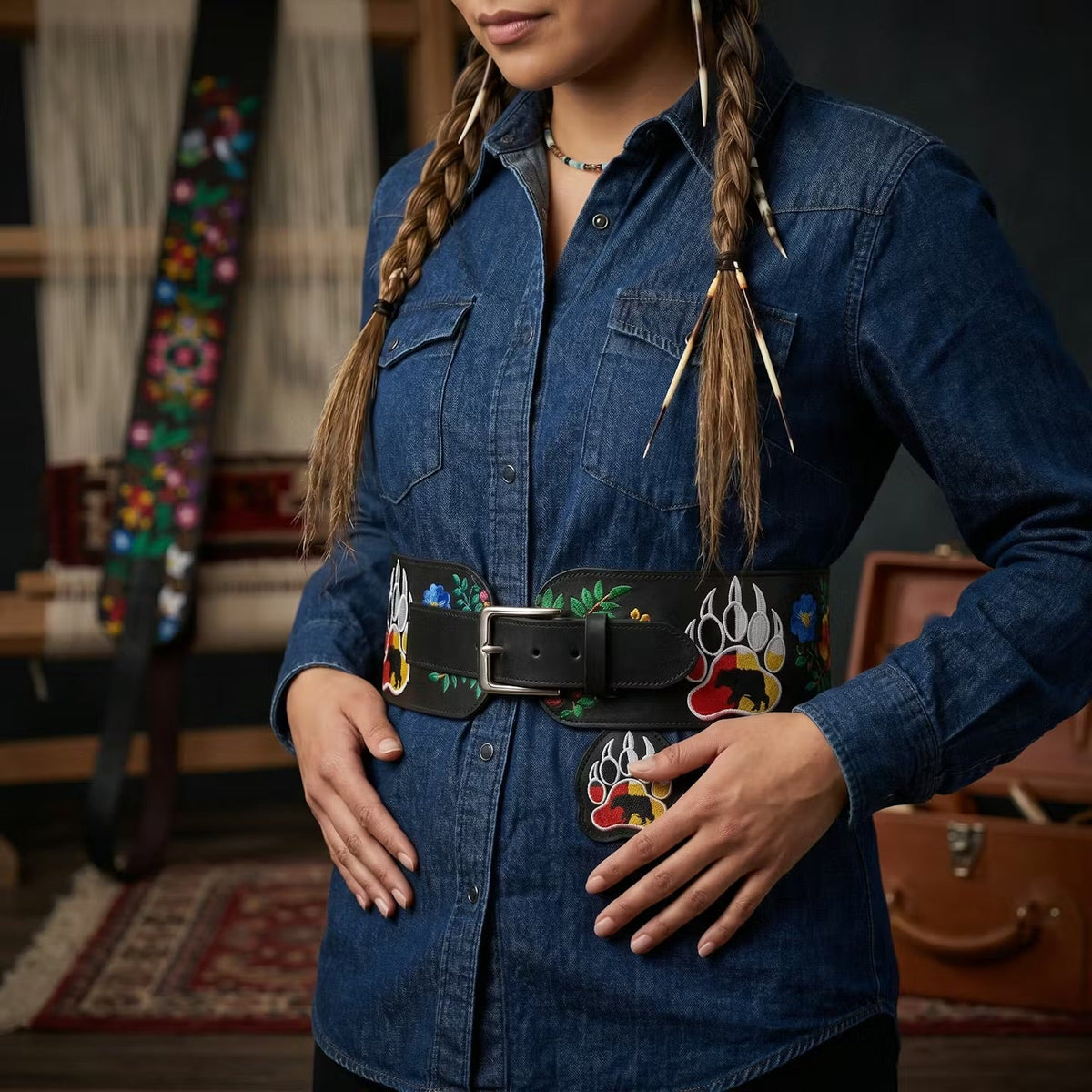 Heritage Leather Regalia Belt (Bear Paw)