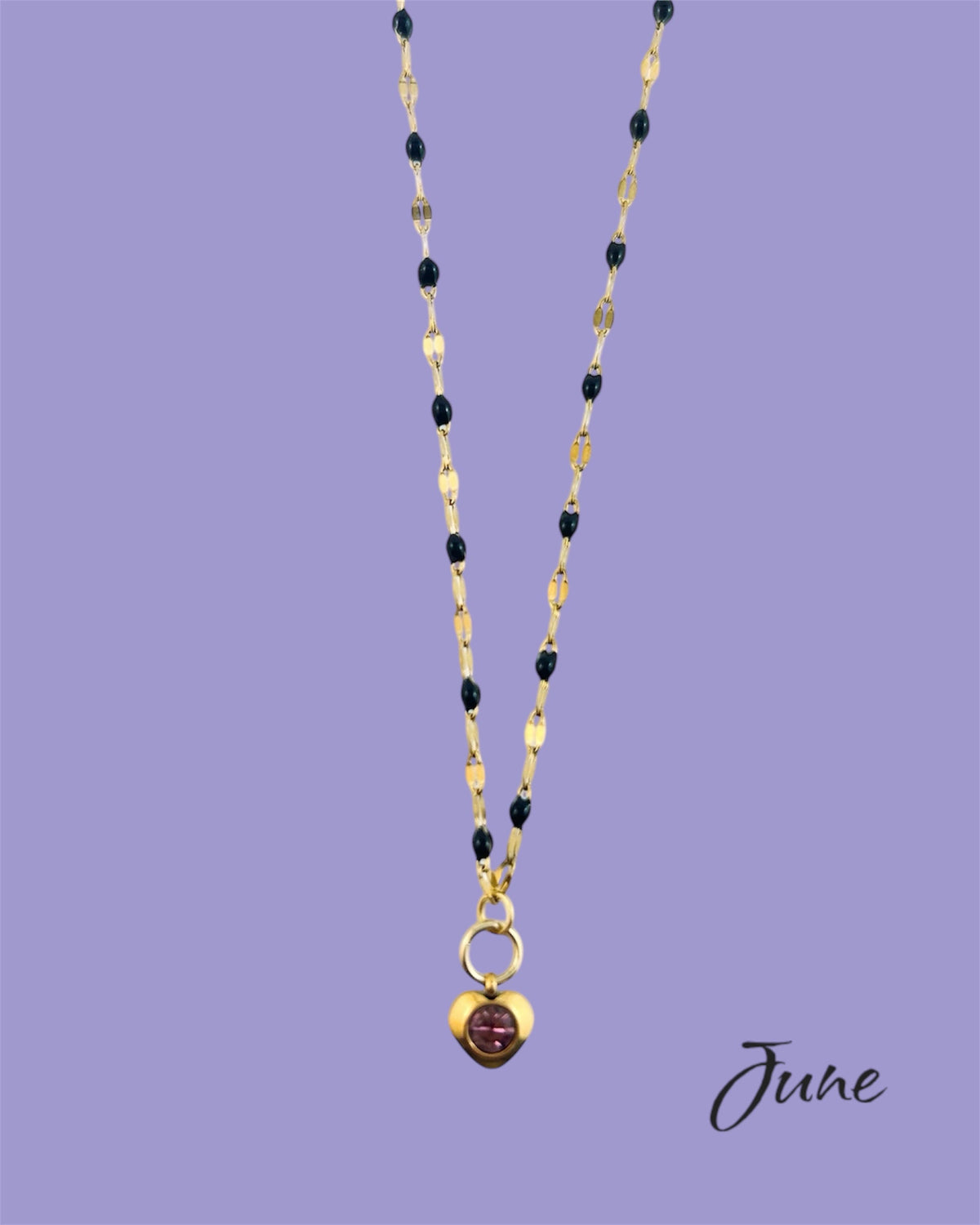 Heart Stone Necklaces in gold - various birthstone colours