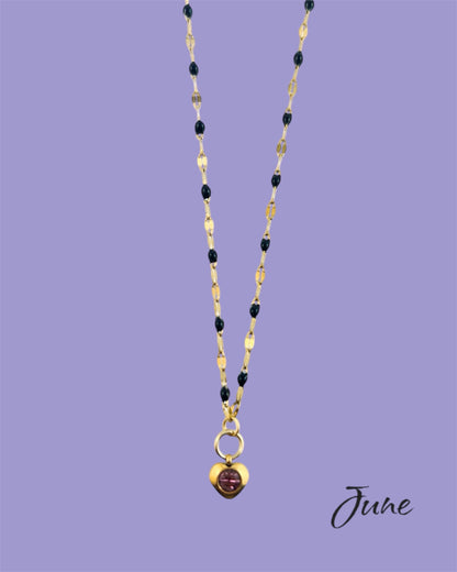 Heart Stone Necklaces in gold - various birthstone colours