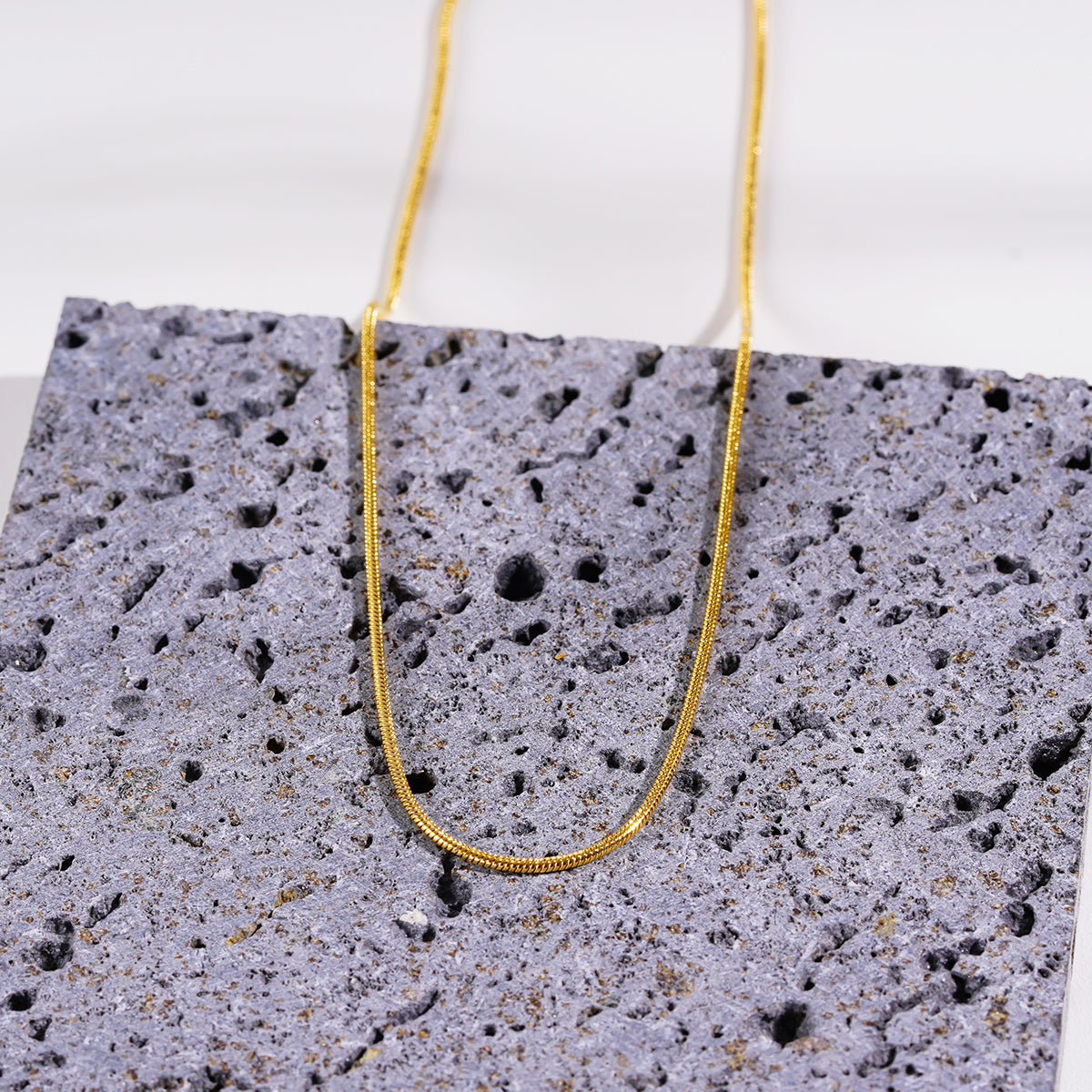 CHASTITY Gold: Dainty Snake Skin Textured Chain Necklace