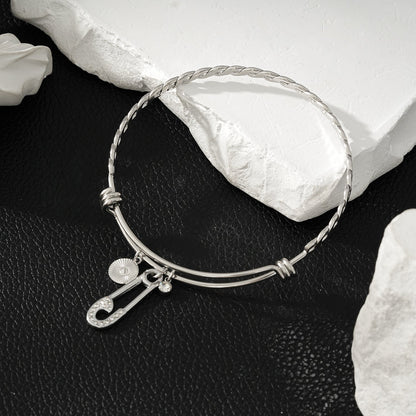 CHRISTINA: Charms Adorned White Gold (Silver Toned) Bracelet