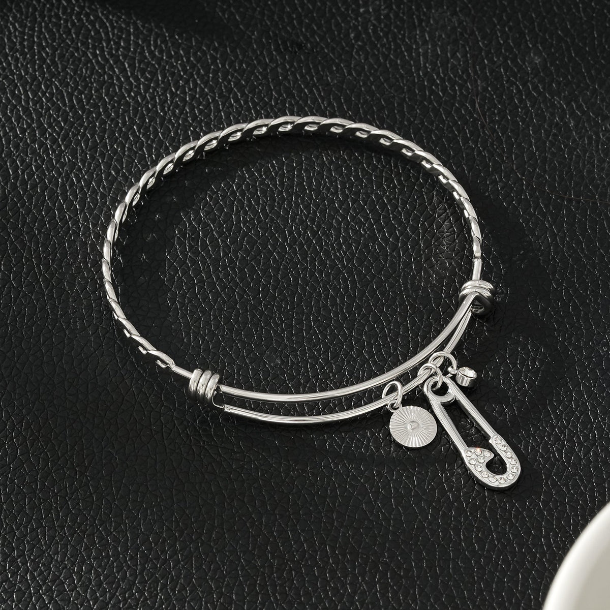 CHRISTINA: Charms Adorned White Gold (Silver Toned) Bracelet