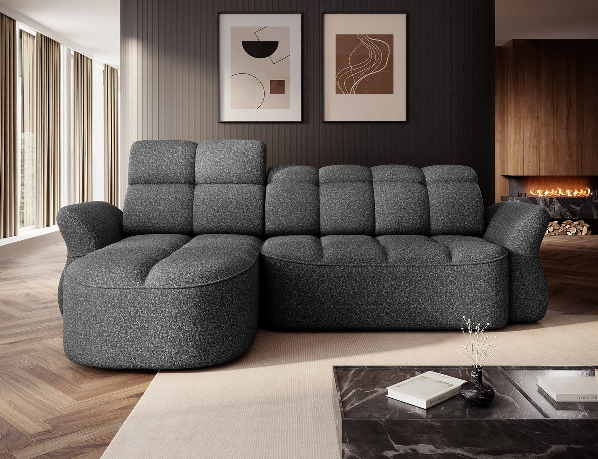 Beneth Storage Sleeper Chaise Sofa - Grey