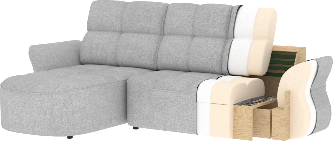 Beneth Storage Sleeper Chaise Sofa - Beige/Taupe