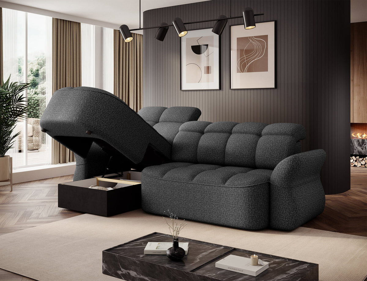 Beneth Storage Sleeper Chaise Sofa - Grey