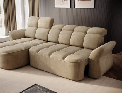 Beneth Storage Sleeper Chaise Sofa - Beige/Taupe