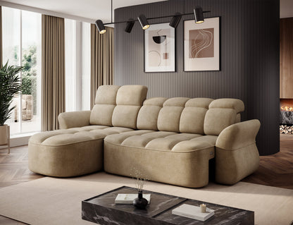 Beneth Storage Sleeper Chaise Sofa - Beige/Taupe