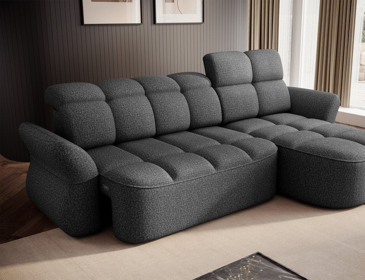 Beneth Storage Sleeper Chaise Sofa - Grey