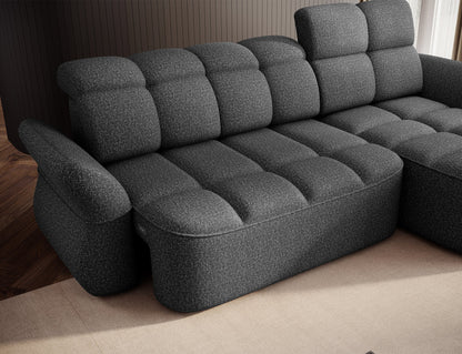 Beneth Storage Sleeper Chaise Sofa - Grey