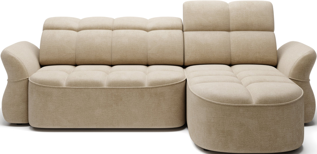 Beneth Storage Sleeper Chaise Sofa - Beige/Taupe