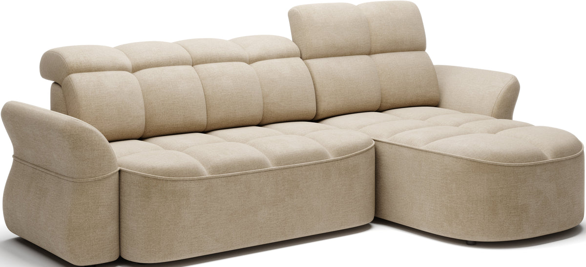 Beneth Storage Sleeper Chaise Sofa - Beige/Taupe