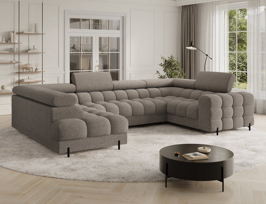 Fectory Sectional Storage Sleeper Chaise Sofa - Taupe