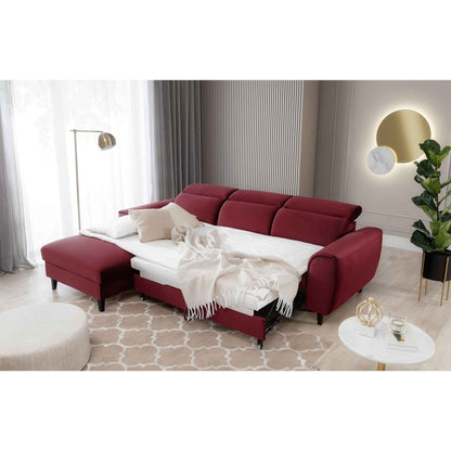 Foble Sectional Storage Sleeper Chaise Sofa - Burgundy