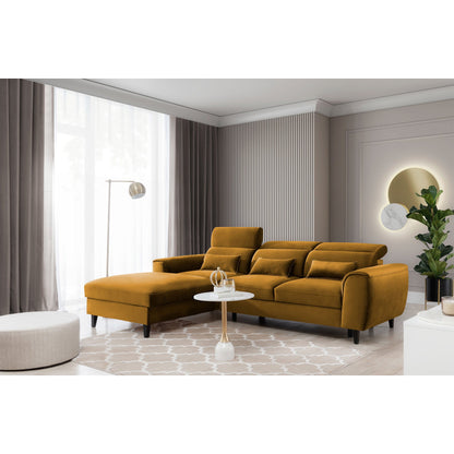 Foble Sectional Storage Sleeper Chaise Sofa - Mustard