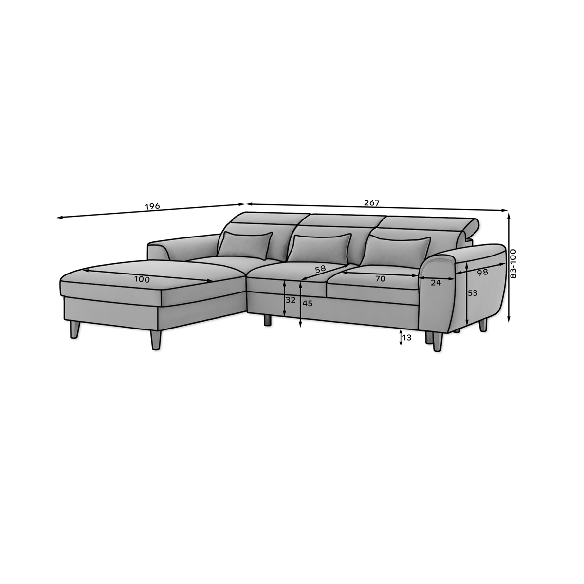 Foble Sectional Storage Sleeper Chaise Sofa - Blush