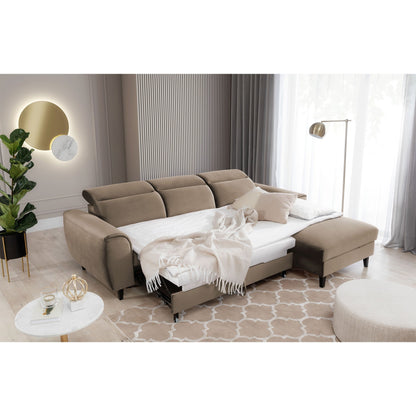 Foble Sectional Storage Sleeper Chaise Sofa - Beige