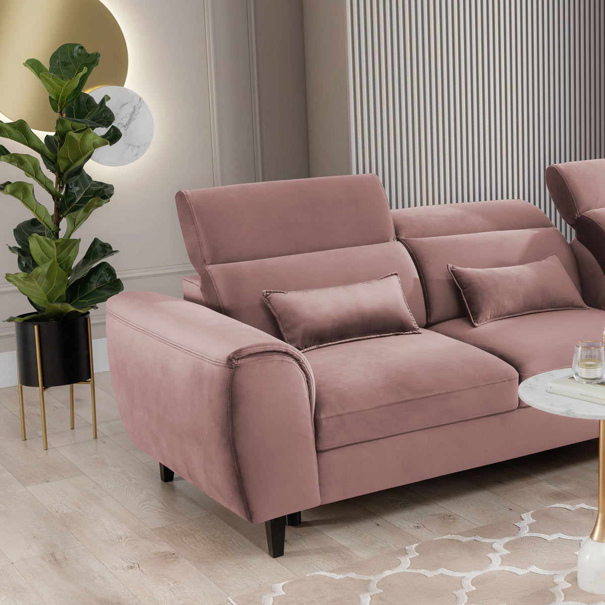 Foble Sectional Storage Sleeper Chaise Sofa - Blush