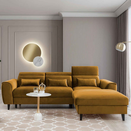Foble Sectional Storage Sleeper Chaise Sofa - Mustard