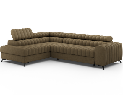 Kanedo Storage Sleeper Sectional Sofa - Mocha Brown