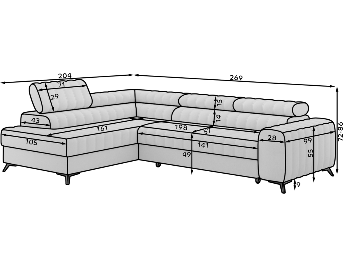 Kanedo Storage Sleeper Sectional Sofa - Mocha Brown