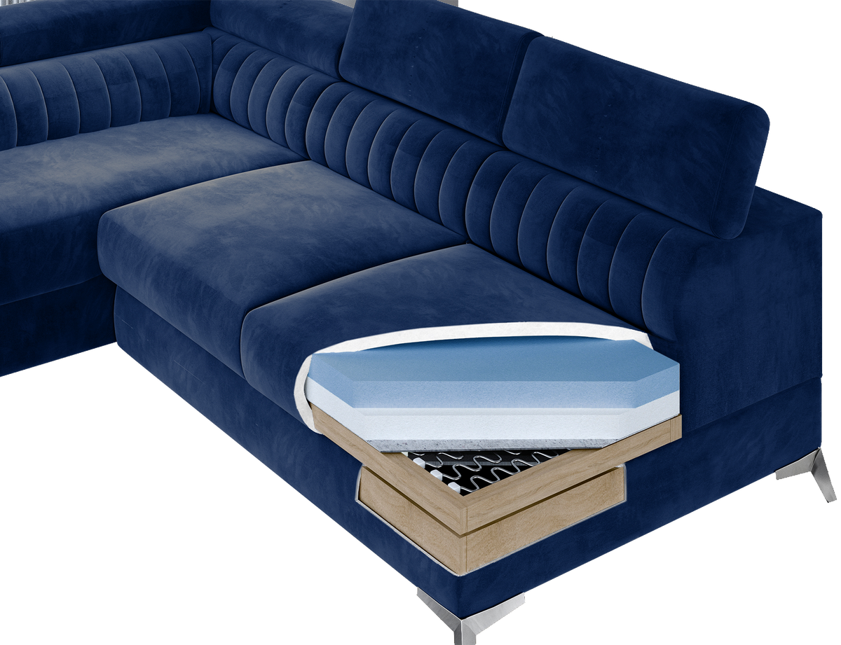 Laurence Sectional Storage Sleeper Chaise Sofa - Blue