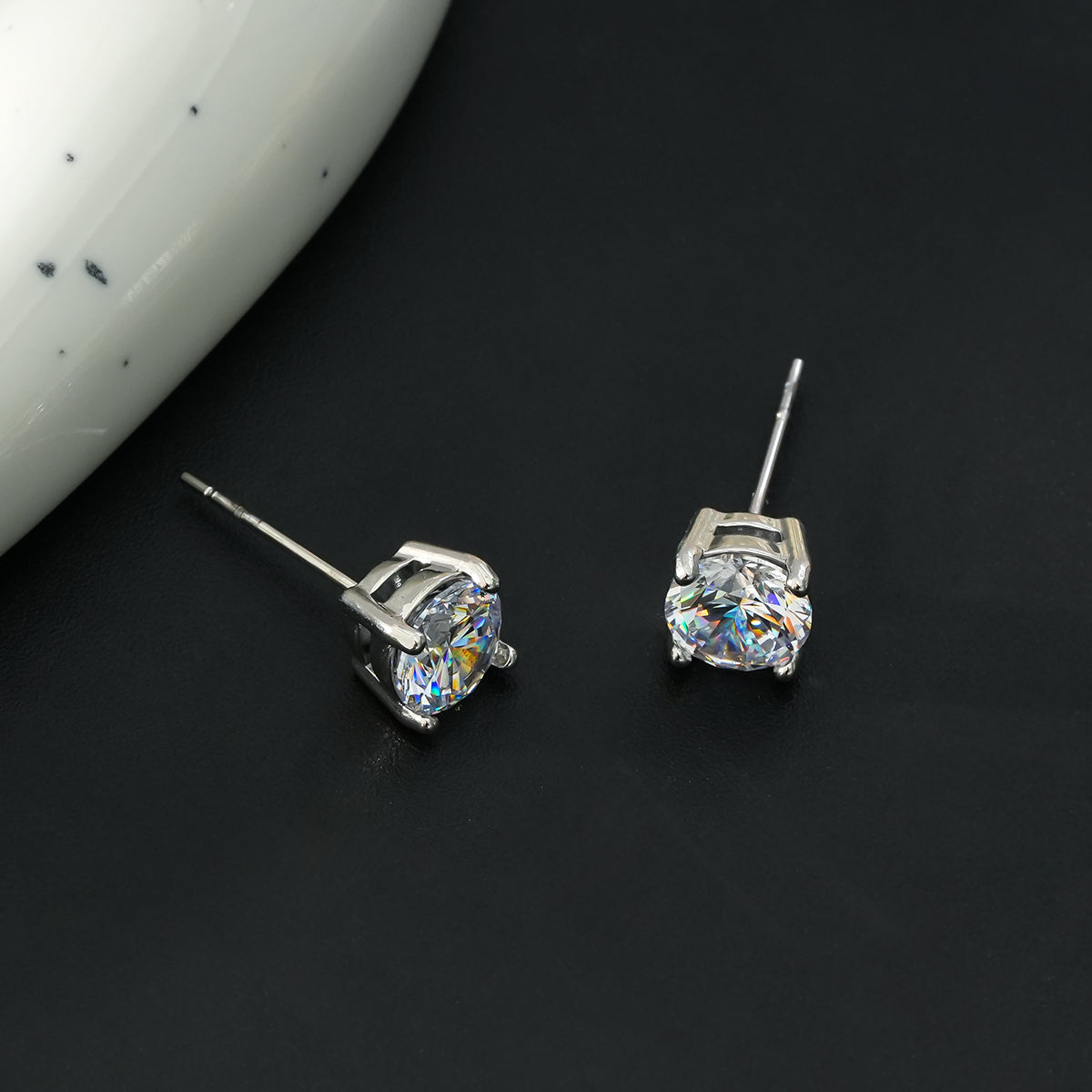 CODI Silver (White Gold): Moissanite (Diamond Alternative) Essential Daily Studs