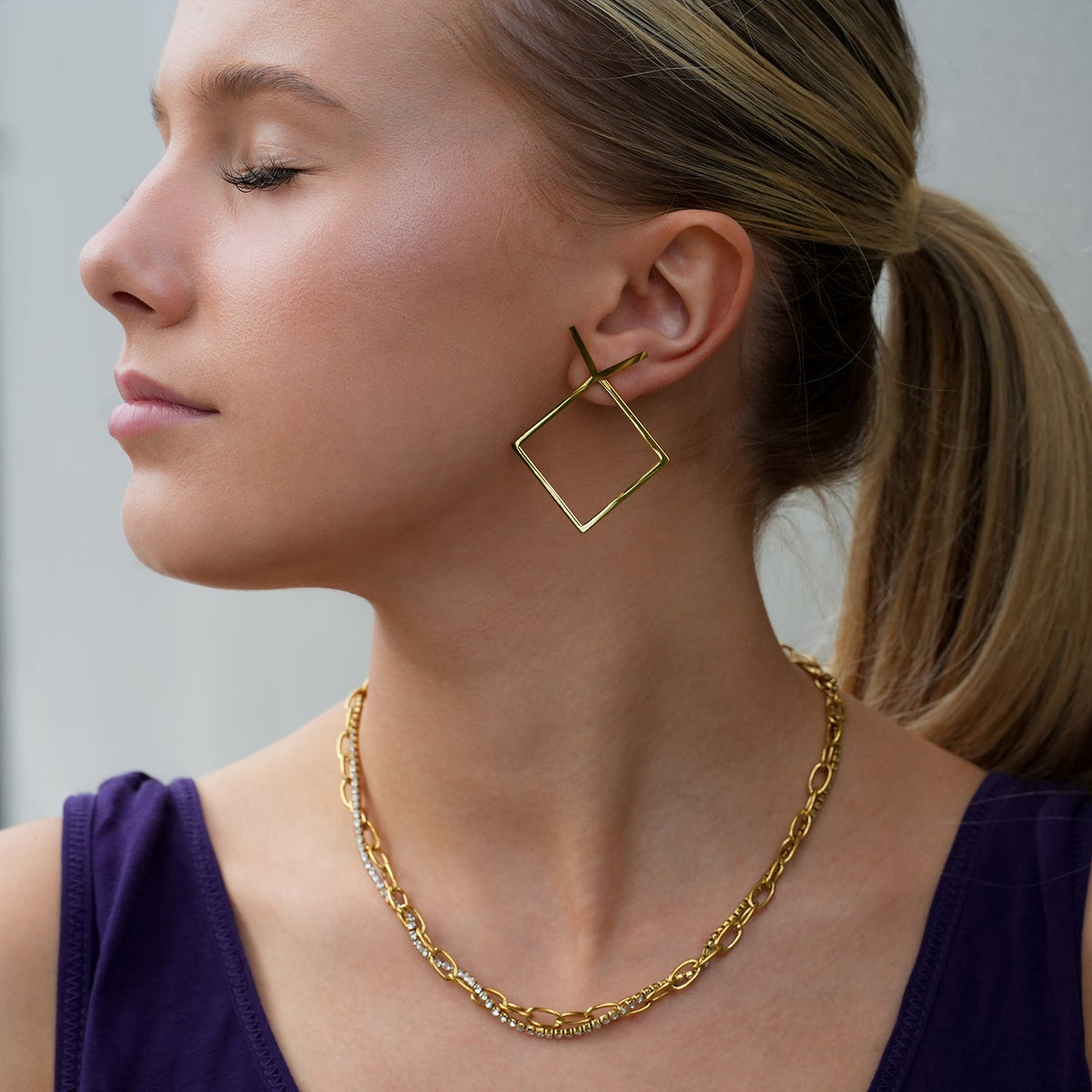 COSTINA: Geometric Hoop & Stud Combo Earrings