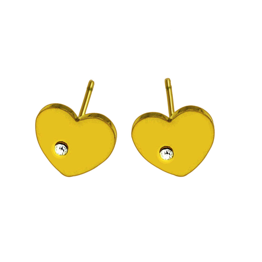 CUORE Gold: Heart Shaped Solitaire Zirconia Stud Earrings