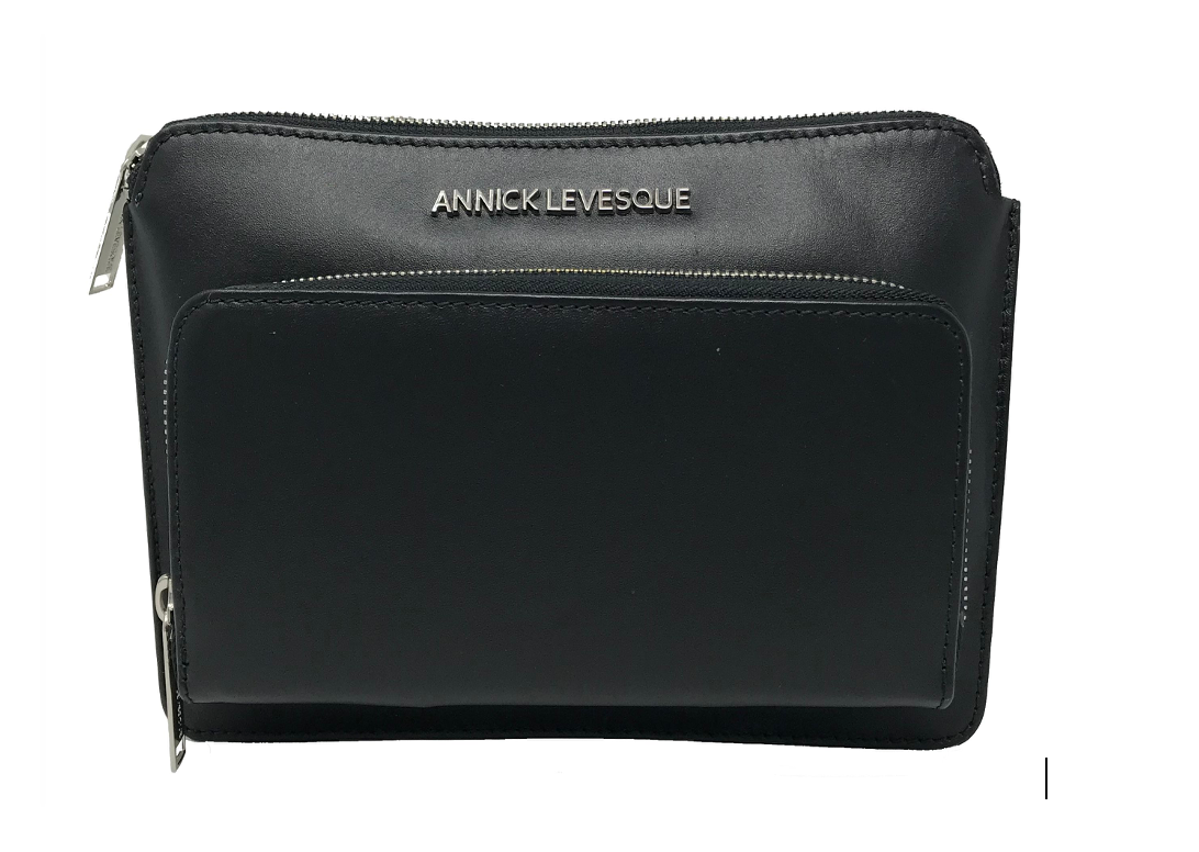 Petit sac à Bandoulière Portefeuille en Cuir Noir , Carmen moyen