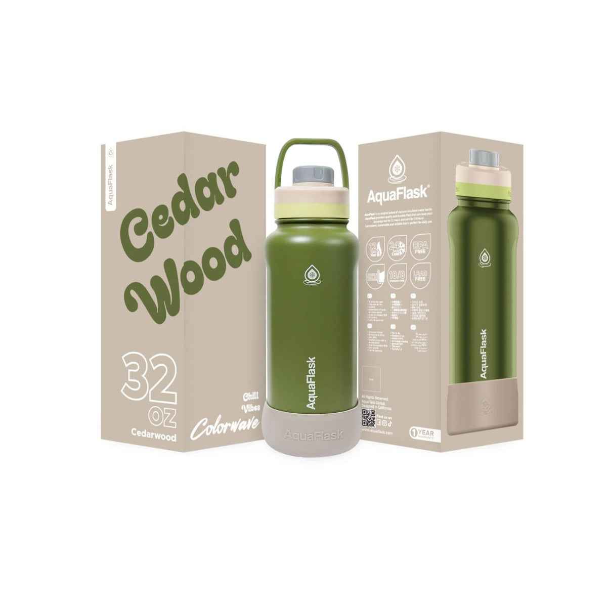 Aqua Flask Colorwave 32oz – Stainless Steel, Vacuum Insulated, Hot & Cold, Leak Proof, Travel & Office Bottle