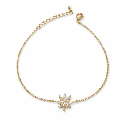 18K GOLD CANNABIS LEAF BRACELET