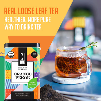 Organic Orange Pekoe Black Loose Leaf Tea with Teaball - 80g