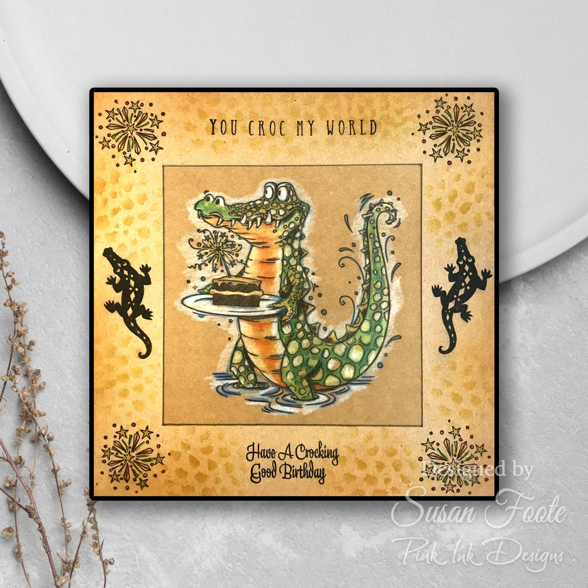 Pink Ink Designs Crocodile 7 in x 7 in Stencil