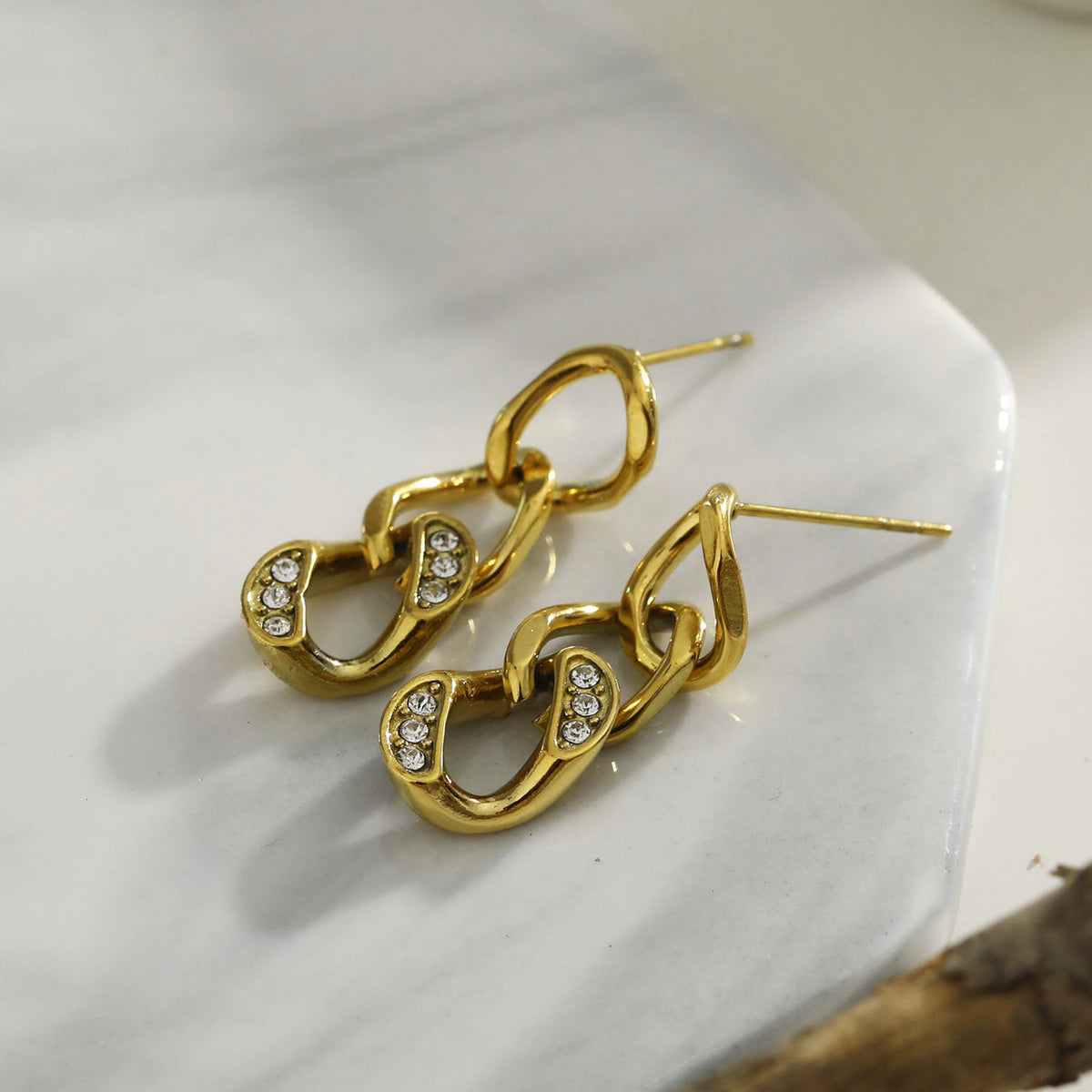 CUBA Cuban-Link Chain Zirconia Drop Earrings