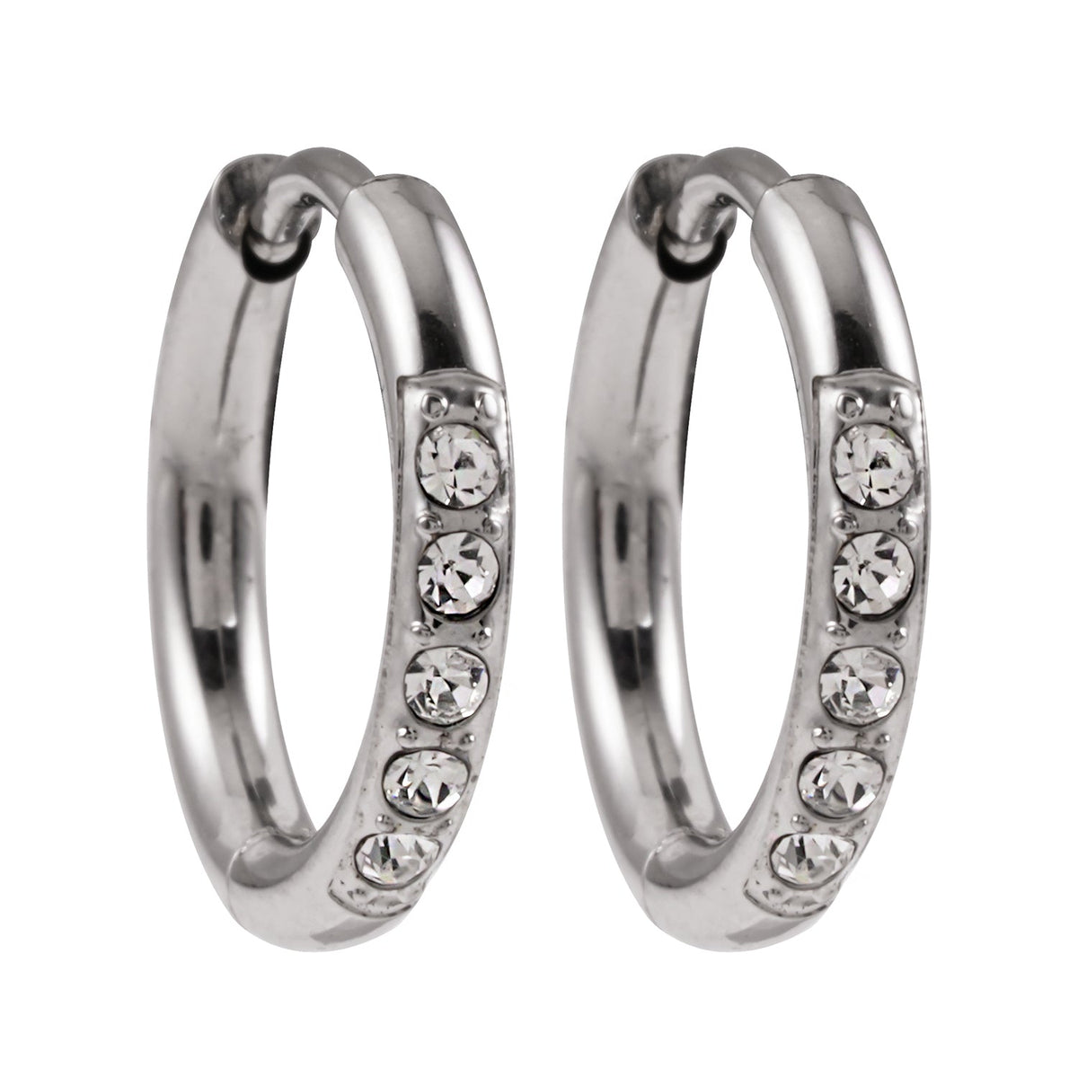 DARCI: Pavé Zirconia Gemstone Embedded Classic Mini Hoop in Silver