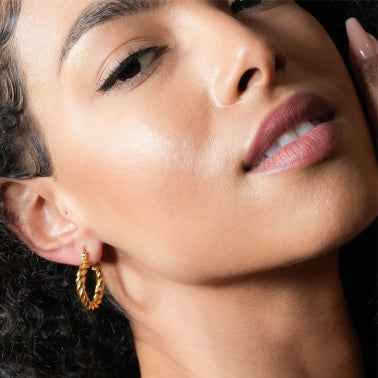 DAVANIA Texture Swirl Hoop Gold Earrings