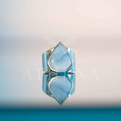 Sky - Blue Opal Ring | Sterling Silver, Bold Statement Piece | Size 6.5