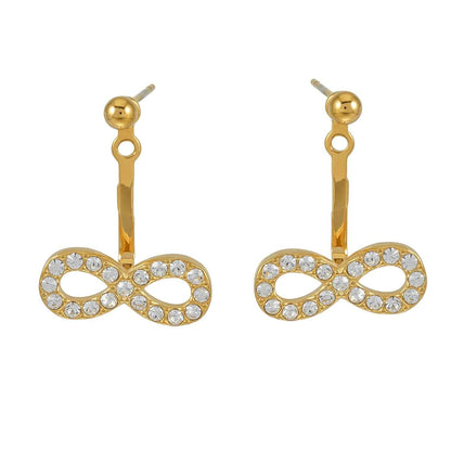 CILMILLE Gold: Mini Ball-Bead Stud Earrings Anchoring a Zirconia Infinity Charm
