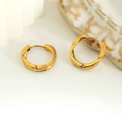 ARIDAMA Gold: Mid-Size Vintage Inspired Twisted Hoop Earrings