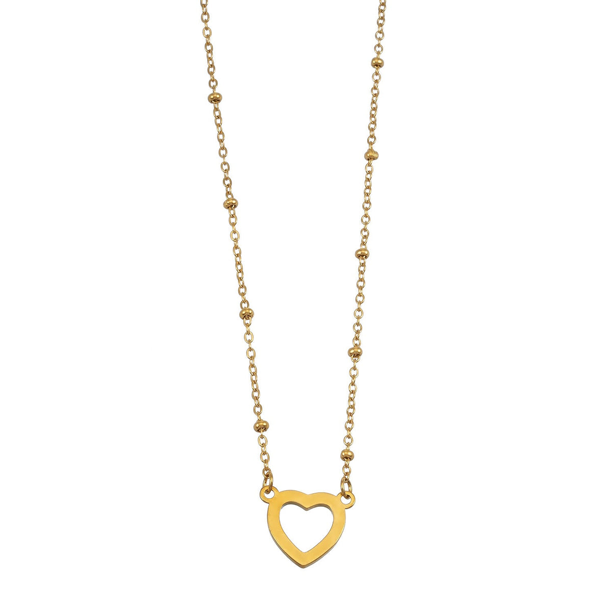 Style CHERISH Gold: Beaded Chain Anchoring an Elegant Pavé Heart Charm Pendant