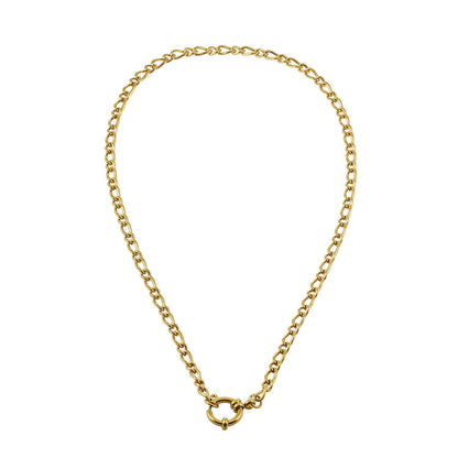 MALAIKA Gold: Chunky Mixed Link Chain Necklace with Hoop Pendant