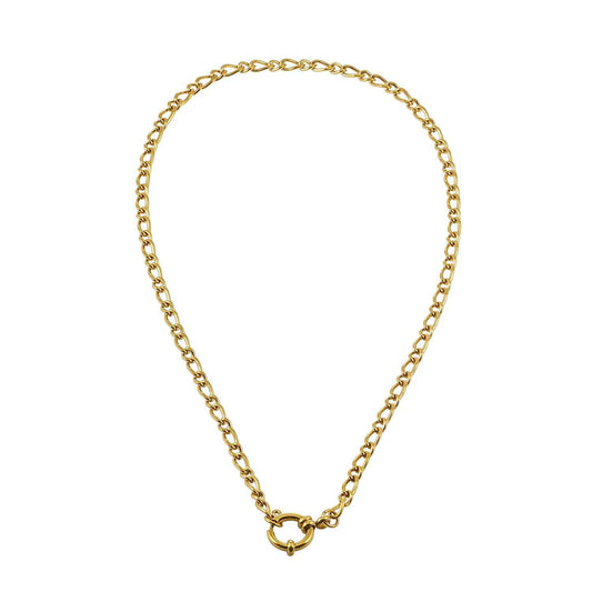 MALAIKA Gold: Chunky Mixed Link Chain Necklace with Hoop Pendant