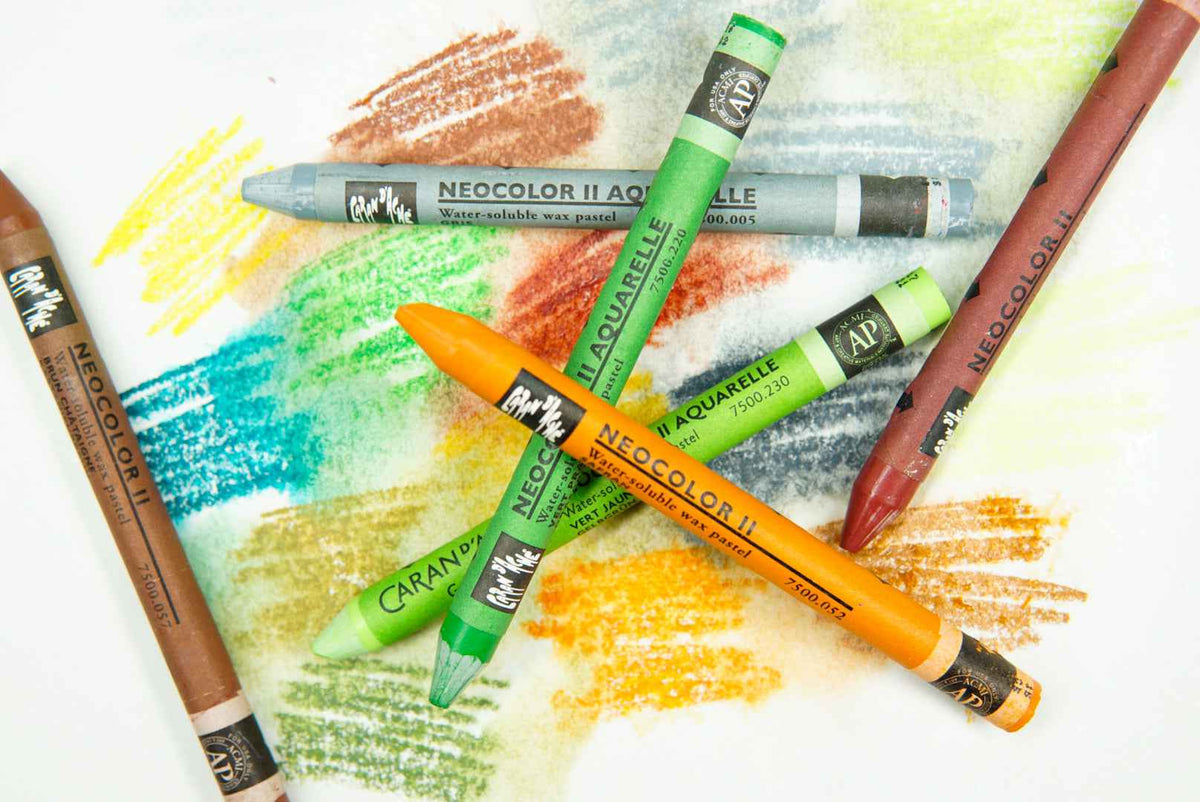 Caran d'Ache - Classic Neocolor II Water Soluble Wax Crayon - Blues and Greens