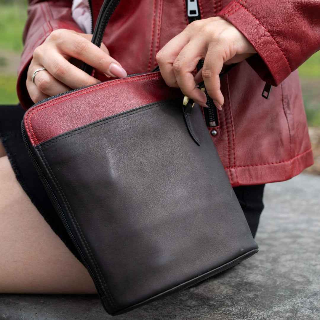 Derek Alexander Adjustable Crossbody Bag with Wide-Zip Main Compartment