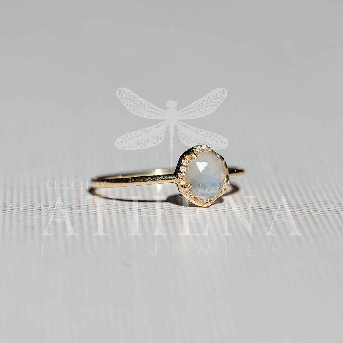 Moonstone Solitaire Ring in 14K Yellow Gold