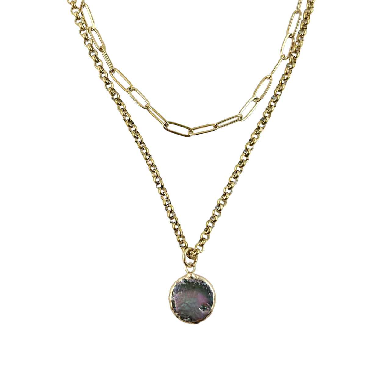 Black Keshi Pearl Double Strand Necklace
