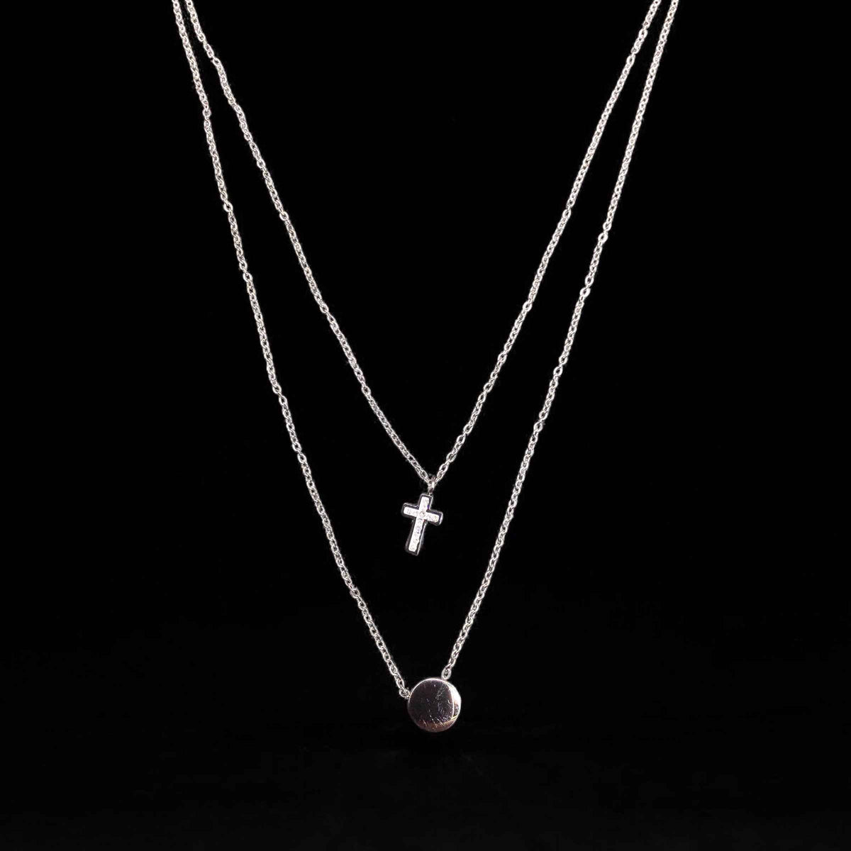 Cross Stainless Steel Necklace Pendants With Long Chain