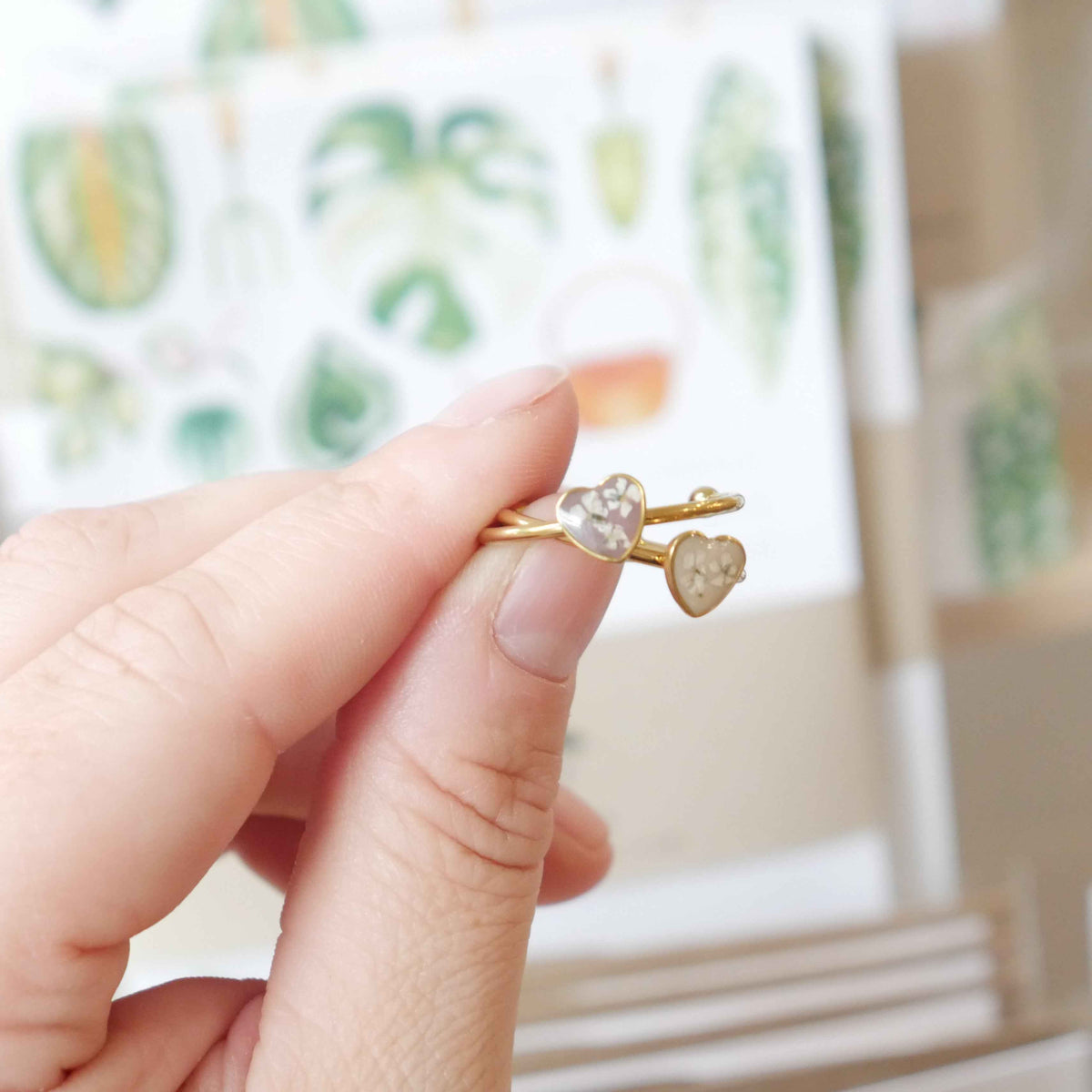 Bague automne -  mini coeur (ajustable)