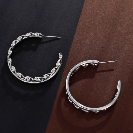 ESME Double Stacked Silver Hoop Earrings